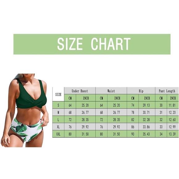 # 15 / NWT Cupshe Stripe Bikini With Green Cinched Bottom 🏖 - Picture 7 of 8